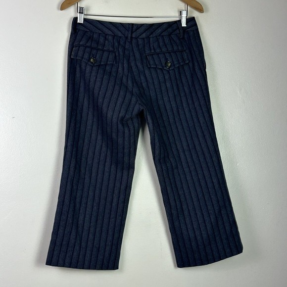 Mark Jacobs Women's Wool Cropped Wide Leg Dress Pants Size 6 Blue Black Striped - Picture 4 of 8